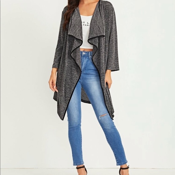 Sweaters - Draped collar space dye cardigan